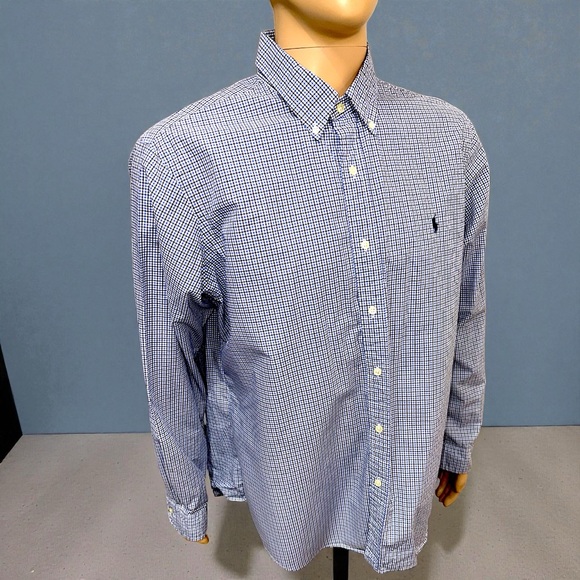 Polo by Ralph Lauren Men’s Blue & Black Plaid Button-Down Dress Shirt - Picture 3 of 16